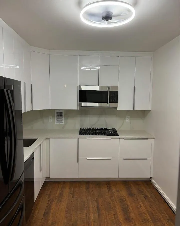 Renovated kitchen with quartz countertops in Fussels Corner